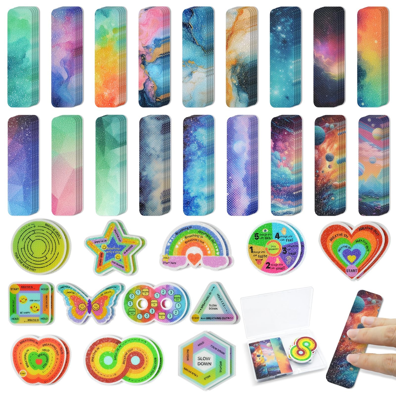 48 Pieces Anxiety Sensory Stickers with 2 Textured Sticker -Sensory Stickers for
