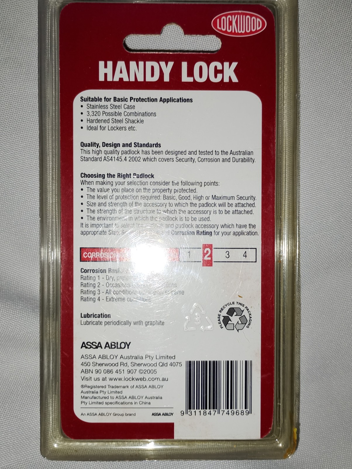Lockwood Handy Lock Dial Padlock