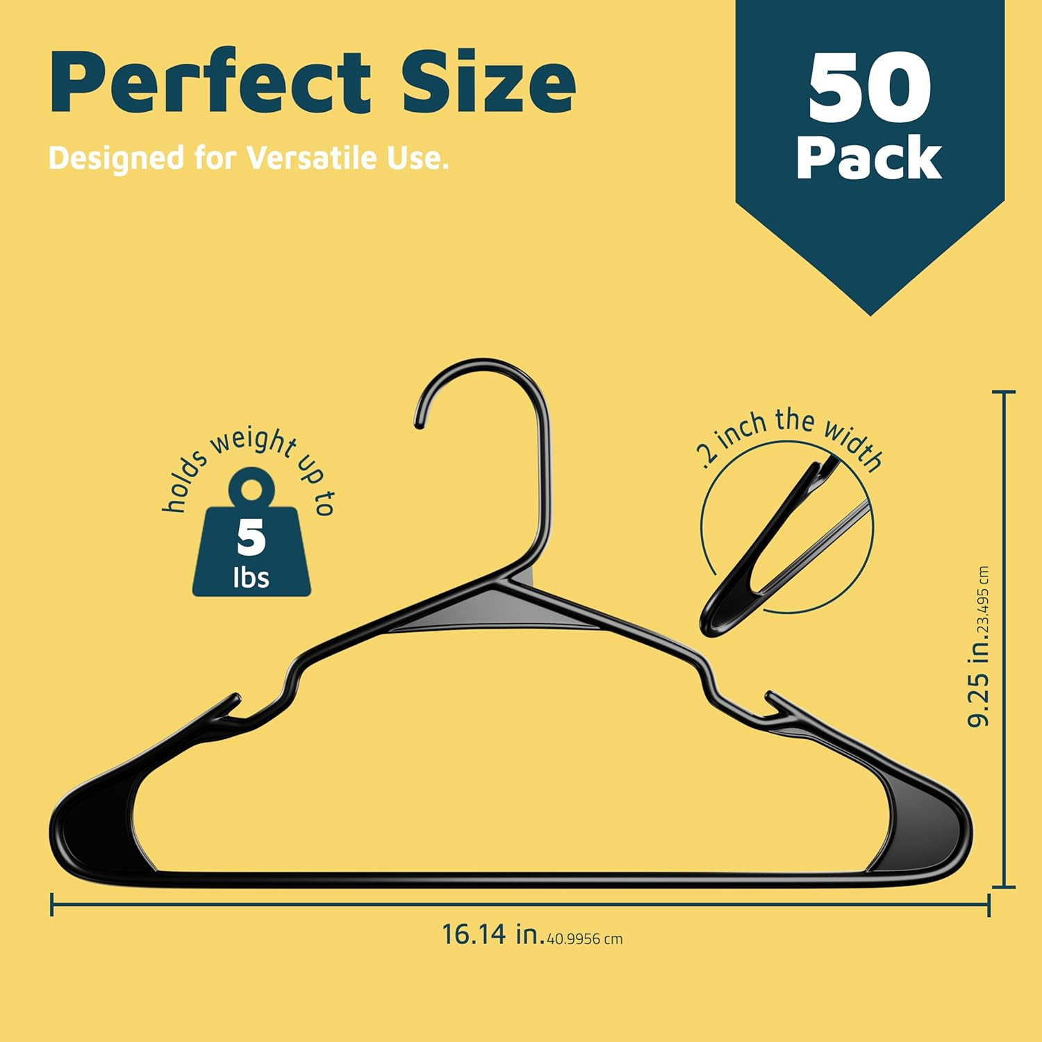 Plastic Clothes Hanger Set - 50 Pieces Versatile, Lightweight, Space-Saving, Non