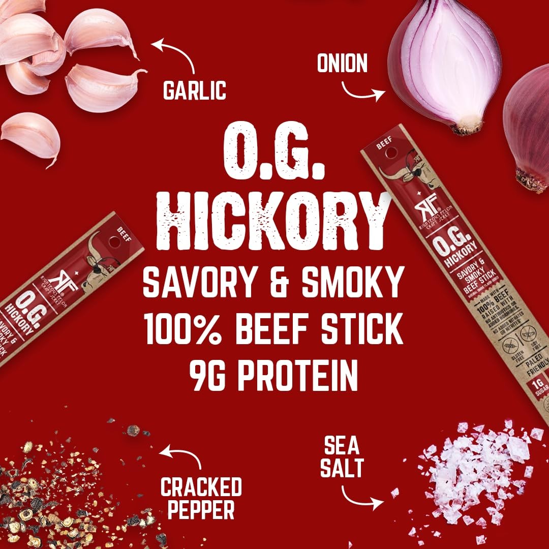 Grass-Fed Beef Sticks | Keto, Gluten-Free, Low Sugar, High Protein Snacks | 24