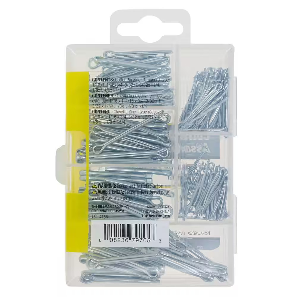 Zinc Cotter Pin Assorted Kit (180-Pack)