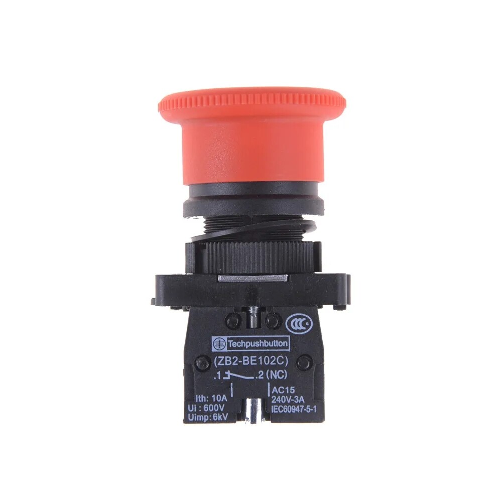 Industrial High-Voltage Emergency Stop Mushroom Switch Red N/C Machine AC 600V