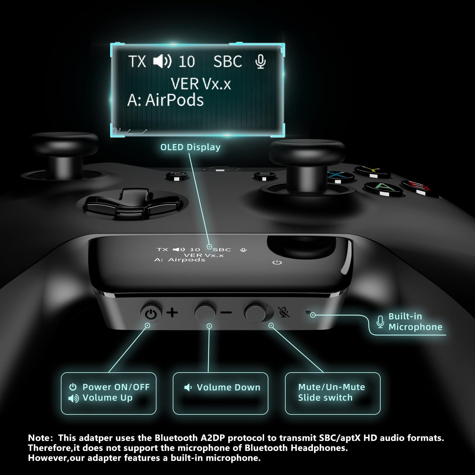 YOCOWOCO Bluetooth 5.2 Wireless Audio Adapter for Xbox One, Series Black