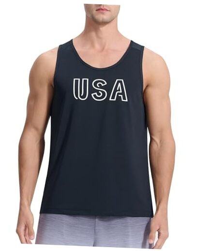 Men's Tank Top UPF 50+ Sun Protection Beach Summer Swim Shirts Medium Black-usa