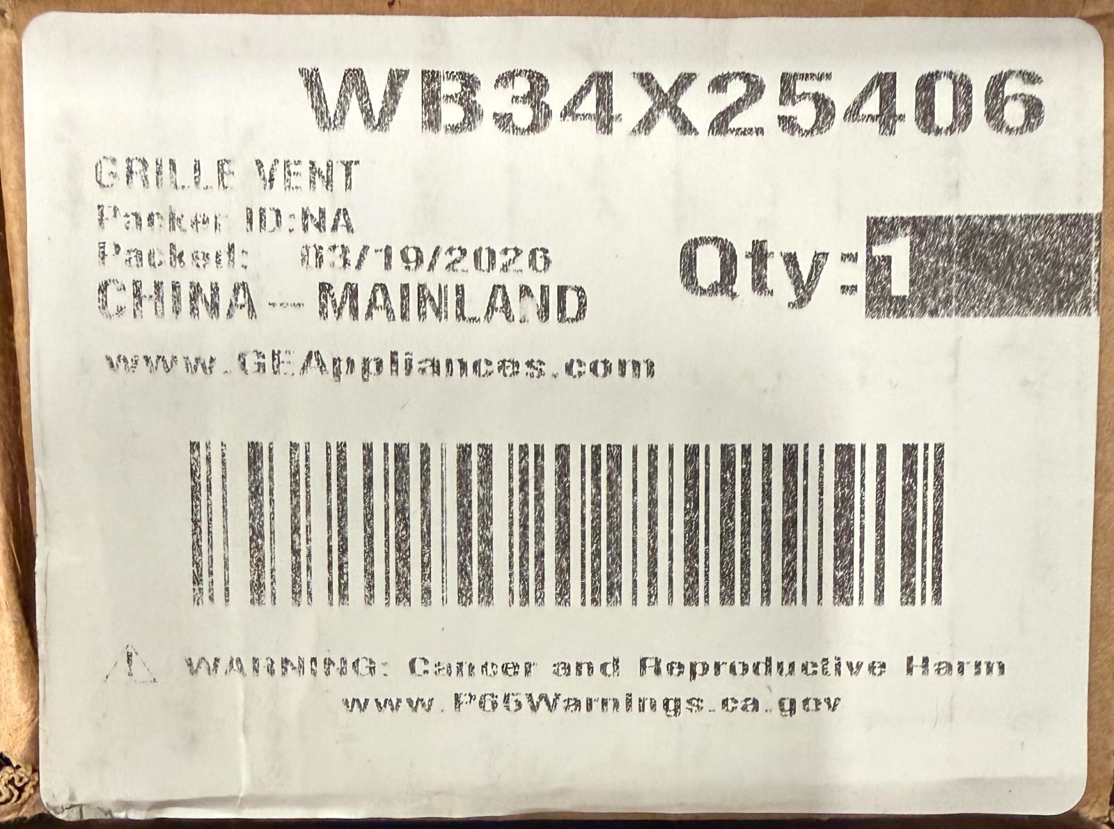 GE/LG Microwave Vent Grille WB34X25406 MDX63611902
