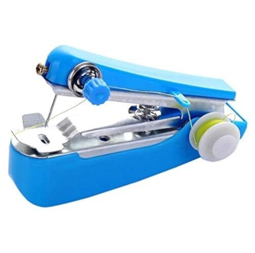 1Pc Blue Handheld Sewing Machine, Portable Mini Manual Sewing Handy Needlework