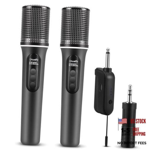 Wireless Microphones, 5-level Volume Adjustment, Dual Handheld Dynamic Mic