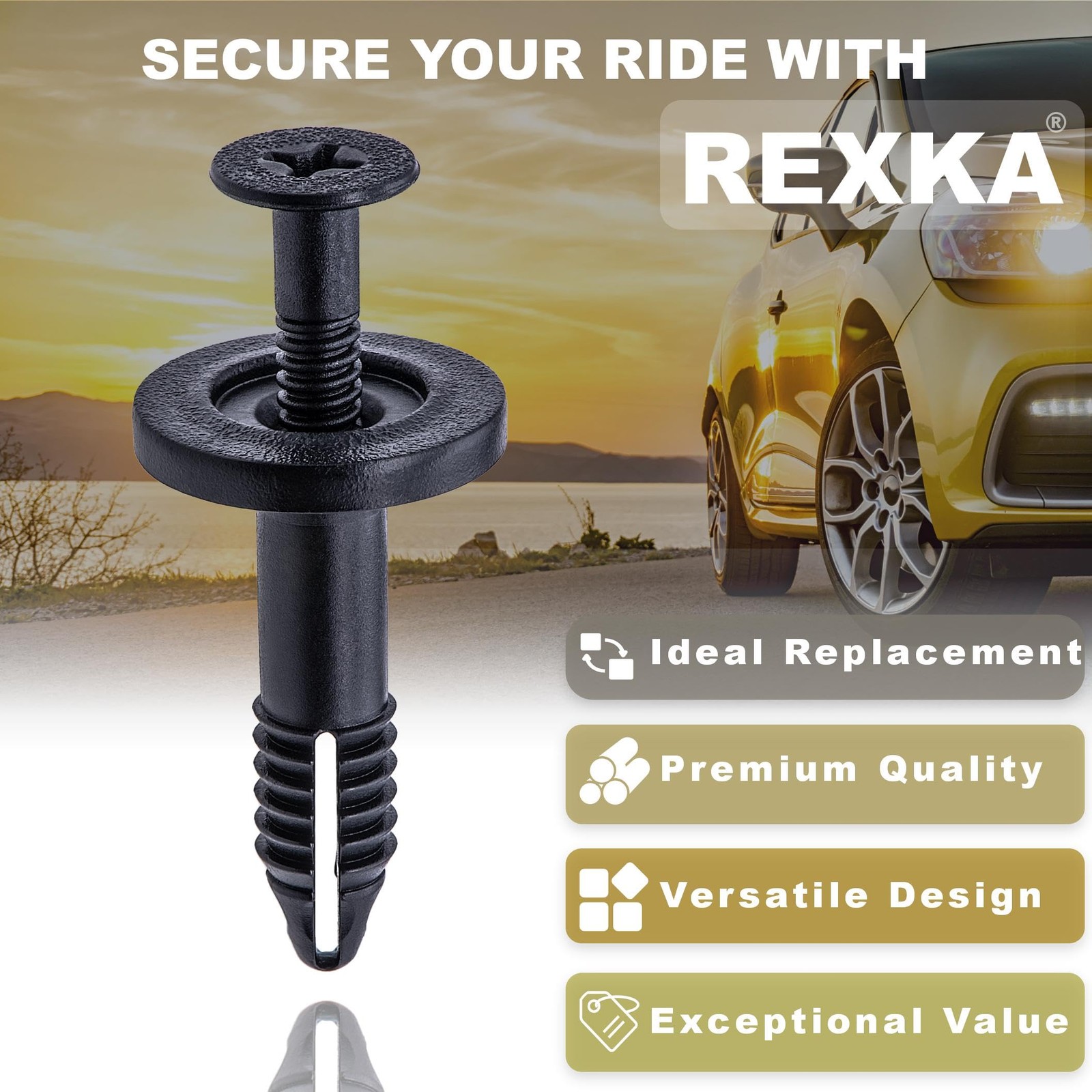 Rexka 20 pcs Trim Panel Retainer Clips Push Type Rivet for Ford One Size