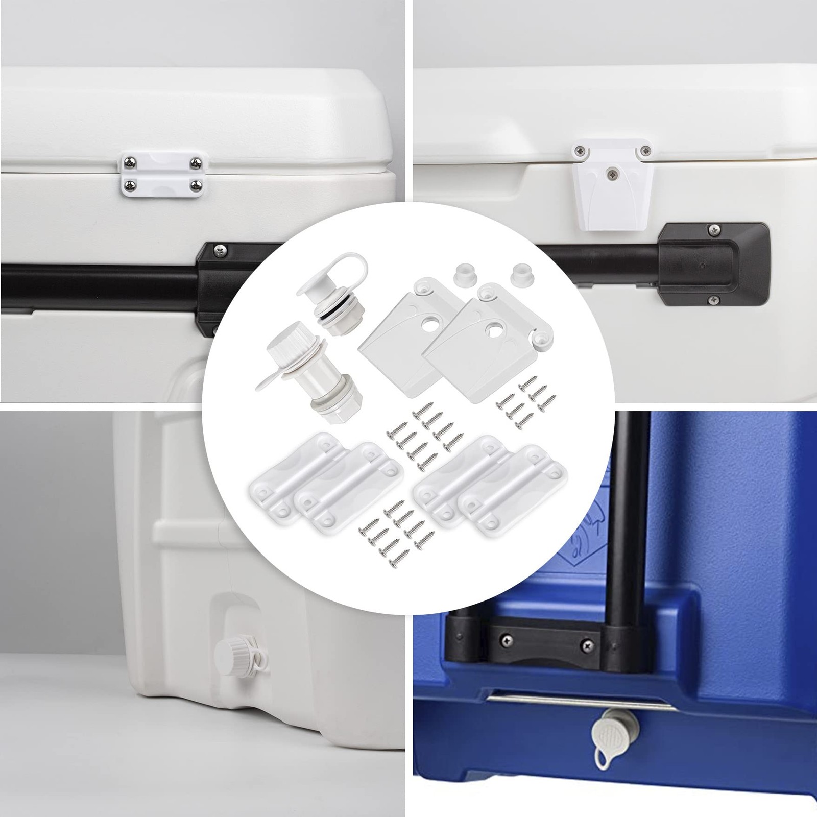 Cooler Replacement Parts Kit, for Igloo Ice Chest Plastic Hinges,Plastic Latch a