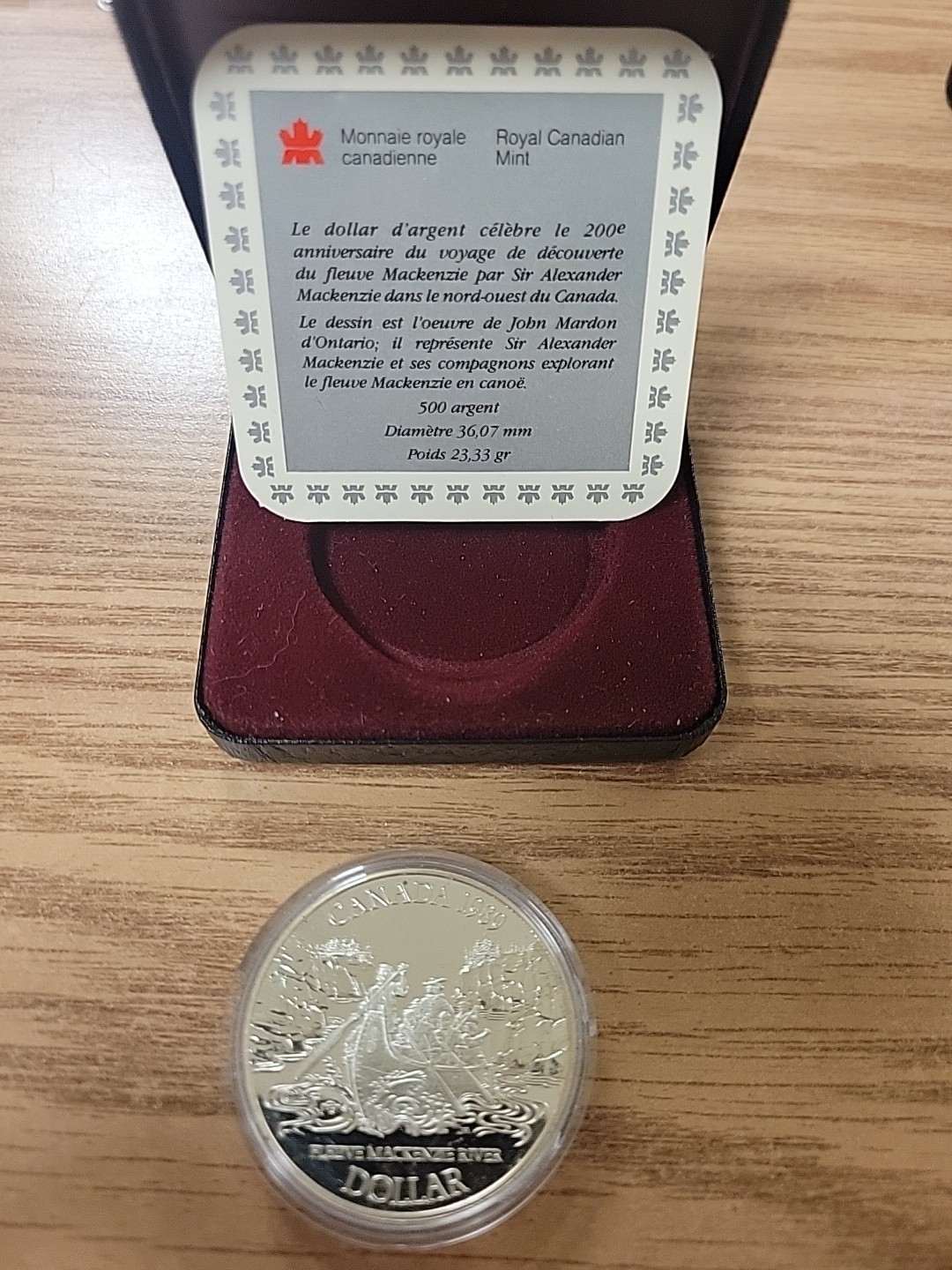 CANADA 1989 SILVER DOLLAR, DCAM, PR+++++, Mackensie River, w/COA