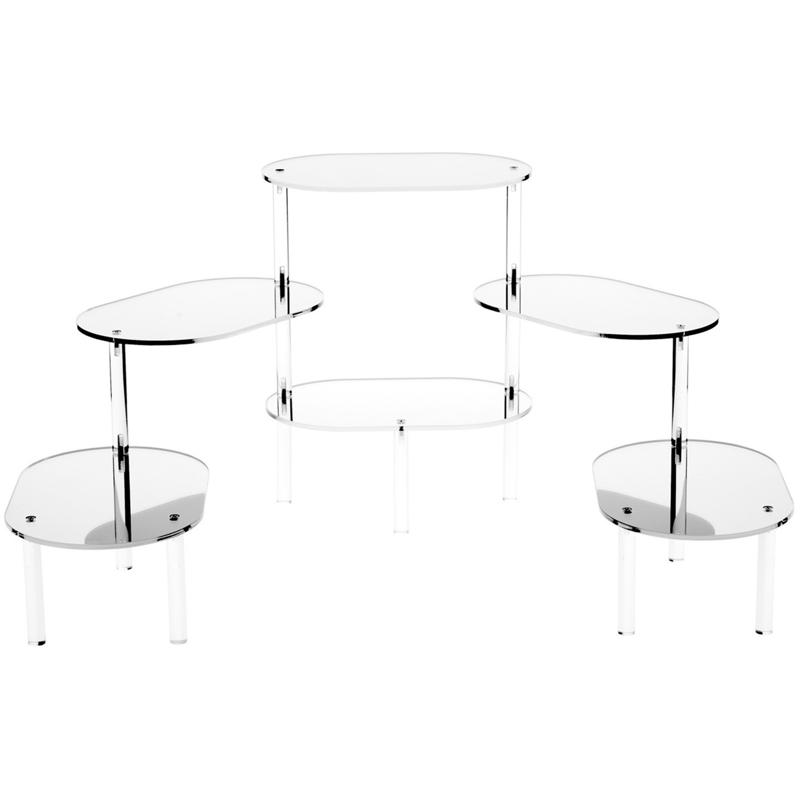 Plymor Acrylic Oval 6-Platform Multi-Item Riser (Mirrored), 14" H x 49" W