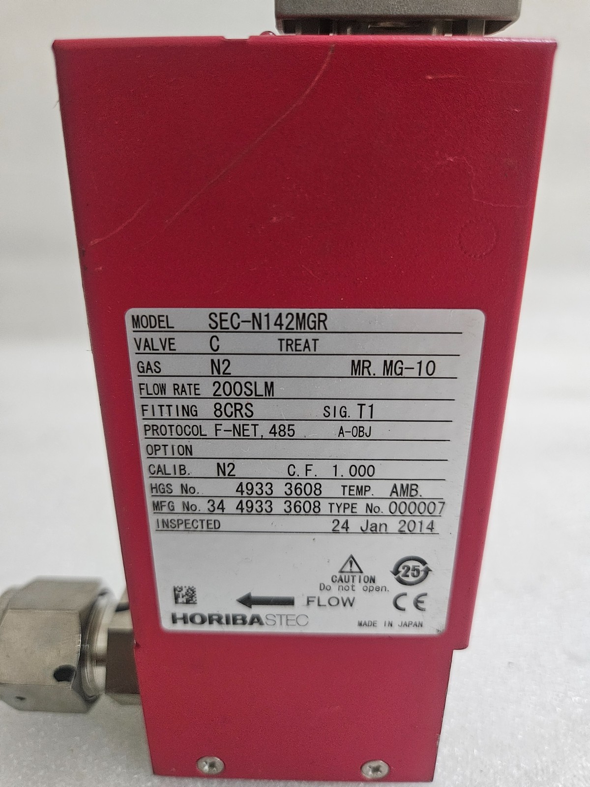 HORIBA STEC SEC-N142MGR 200SLM MG-10 FLOW CONTROLLER