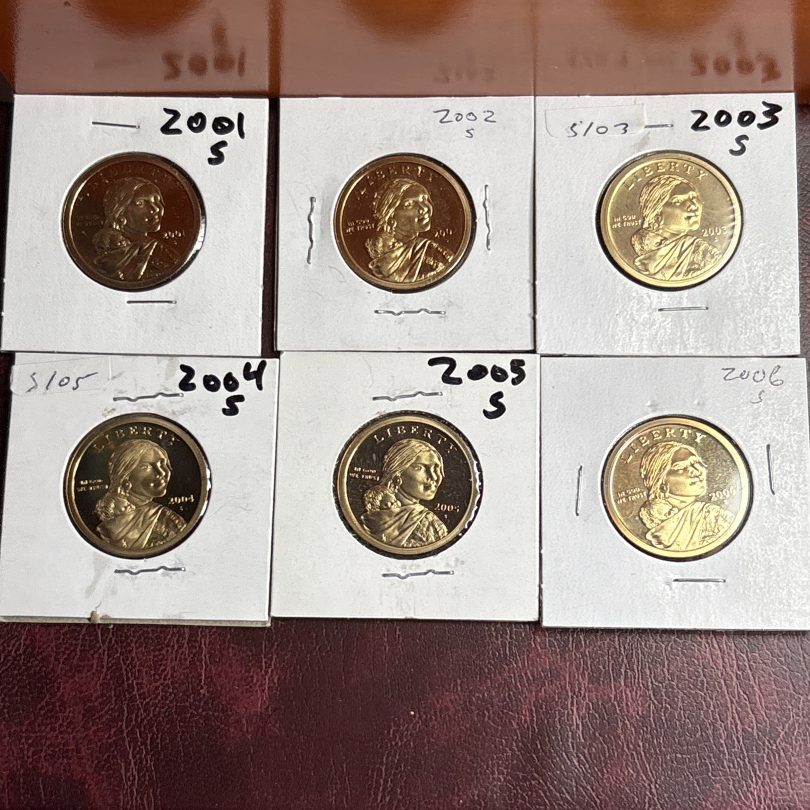 Poor Richards Bargain Basement 6 year Run Proof Sacajawea $s: 2001-2006S BB94