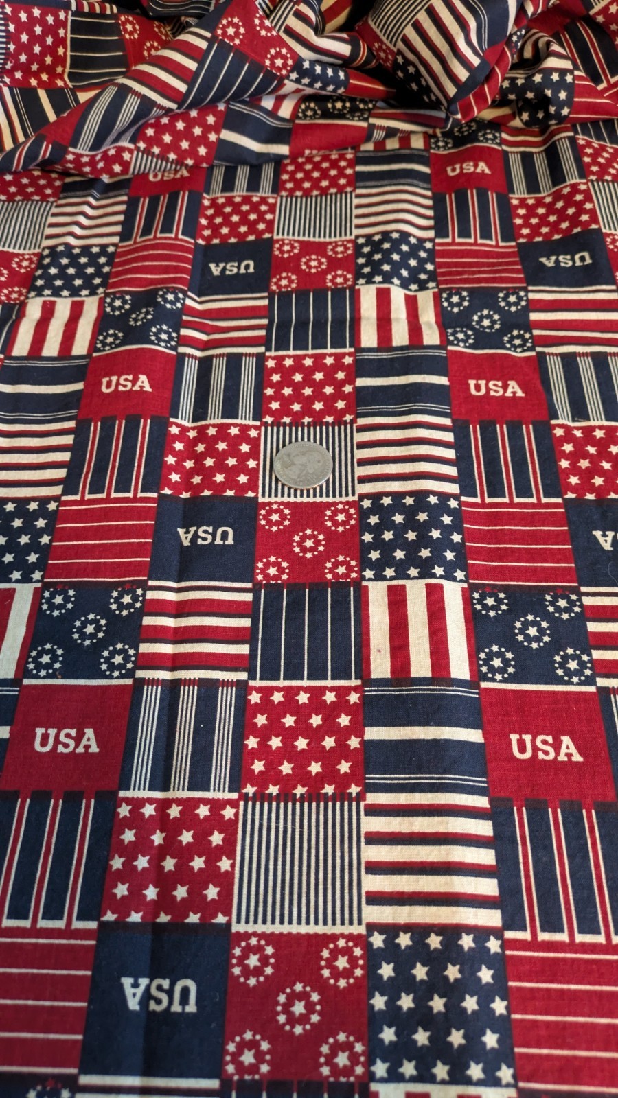 Patriotic Cotton Fabric By The Yard 44" Wide Has Been Stored In A Tote