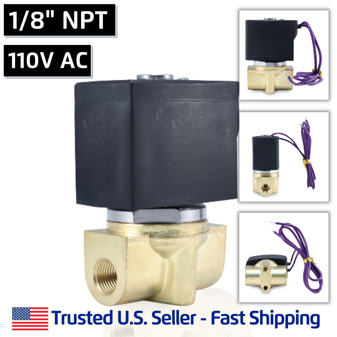 1/8" 110V AC Electric Brass Solenoid Valve Water Air Gas 110 Volt -FREE SHIPPING