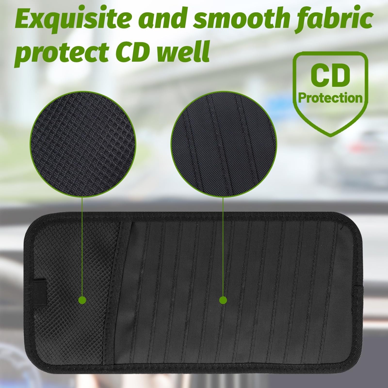 CD Visor Holder for Car, Large Capacity & DVD Case, Vehicle Black