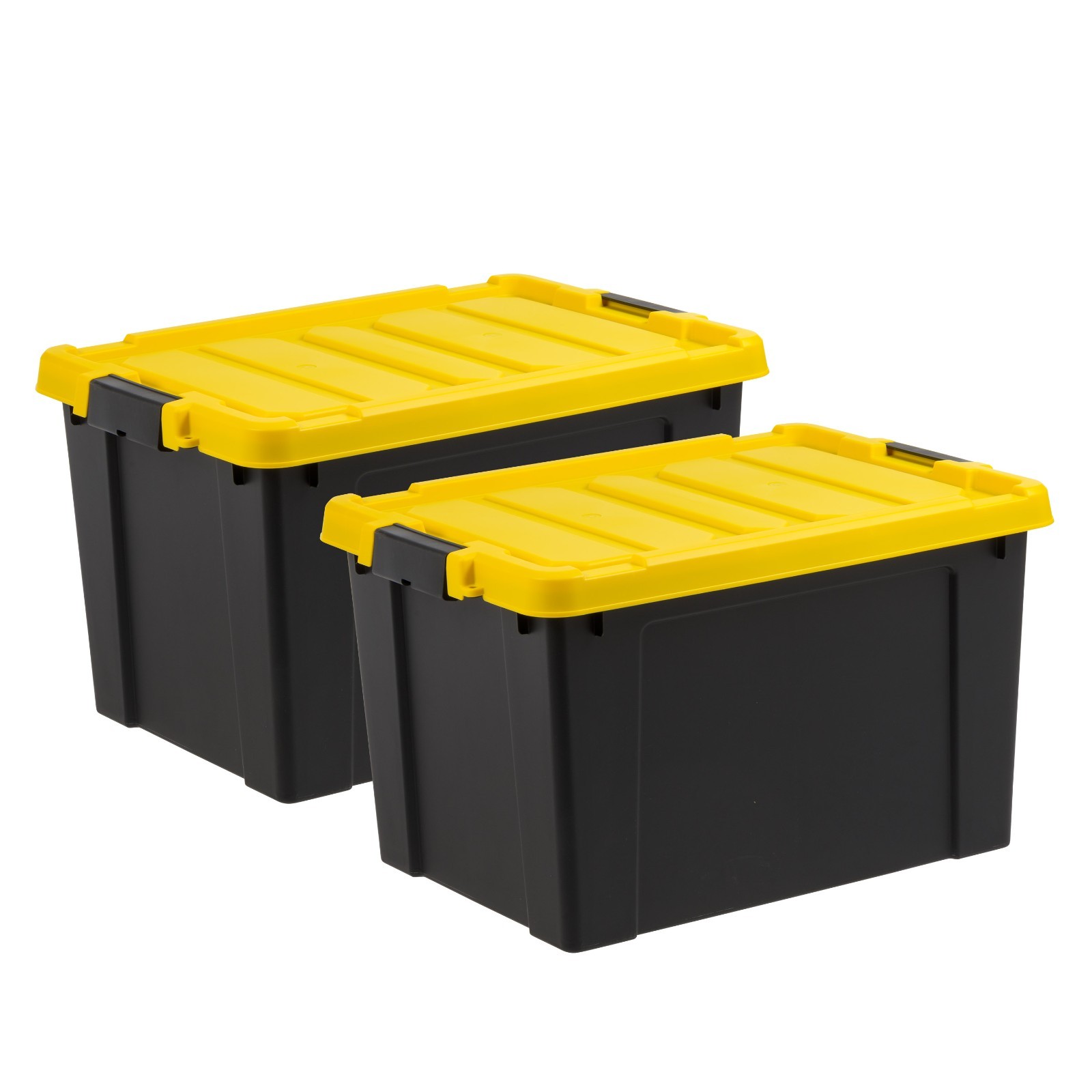 IRIS 19 Gallon Latching Storage Bin Container with Lid Black 2-Pack
