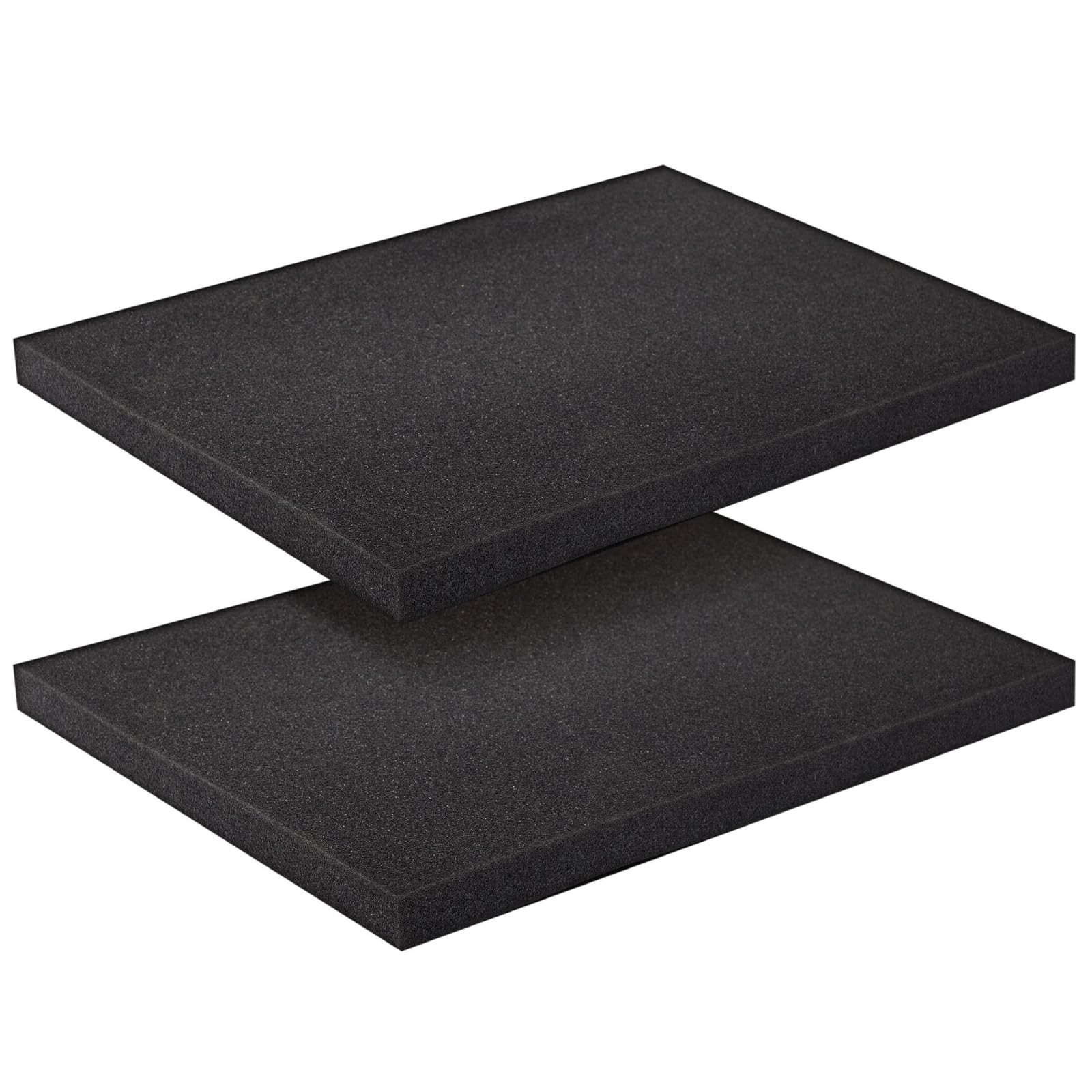 Foam Sheets - 16 x 12 x 1 in 2-Pack Black - High Density Polyurethane Pad & C...