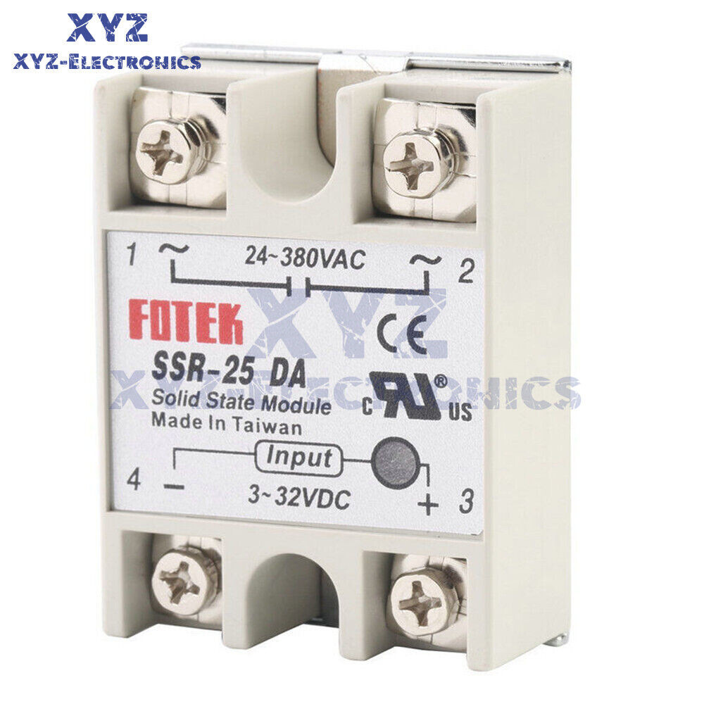 1-10PCS SSR-25DA Solid State Relay Module 25A DC 3V-32V Input AC 24V-380V Output