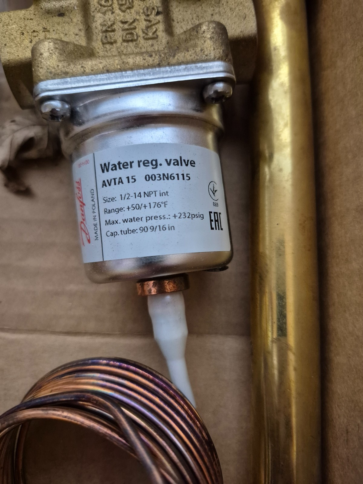 Danfoss Thermostatic Water Valve 1/2" 003N6115