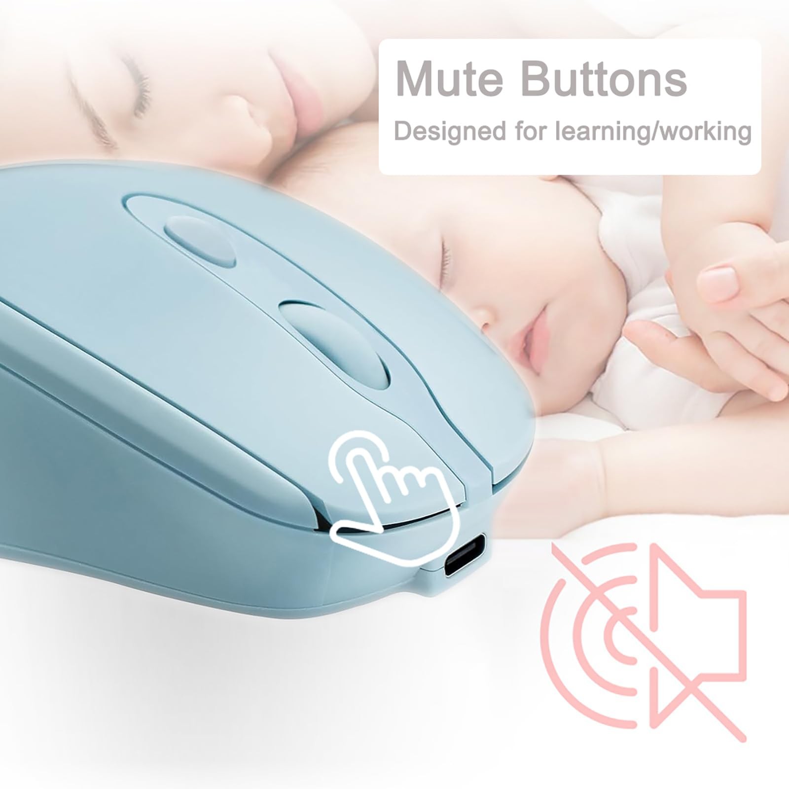 Quntee Wireless Bluetooth Mouse USBC for MacBook Air Laptop, USB C Blue