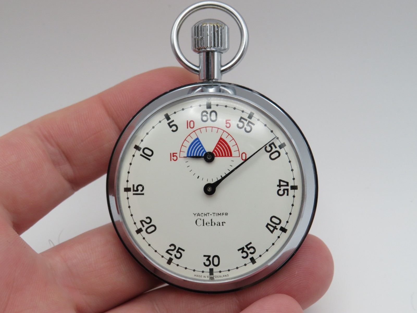 Vintage men's mechanical pocket Stopwatch Clebar Yacht-Timer Swiss Made running