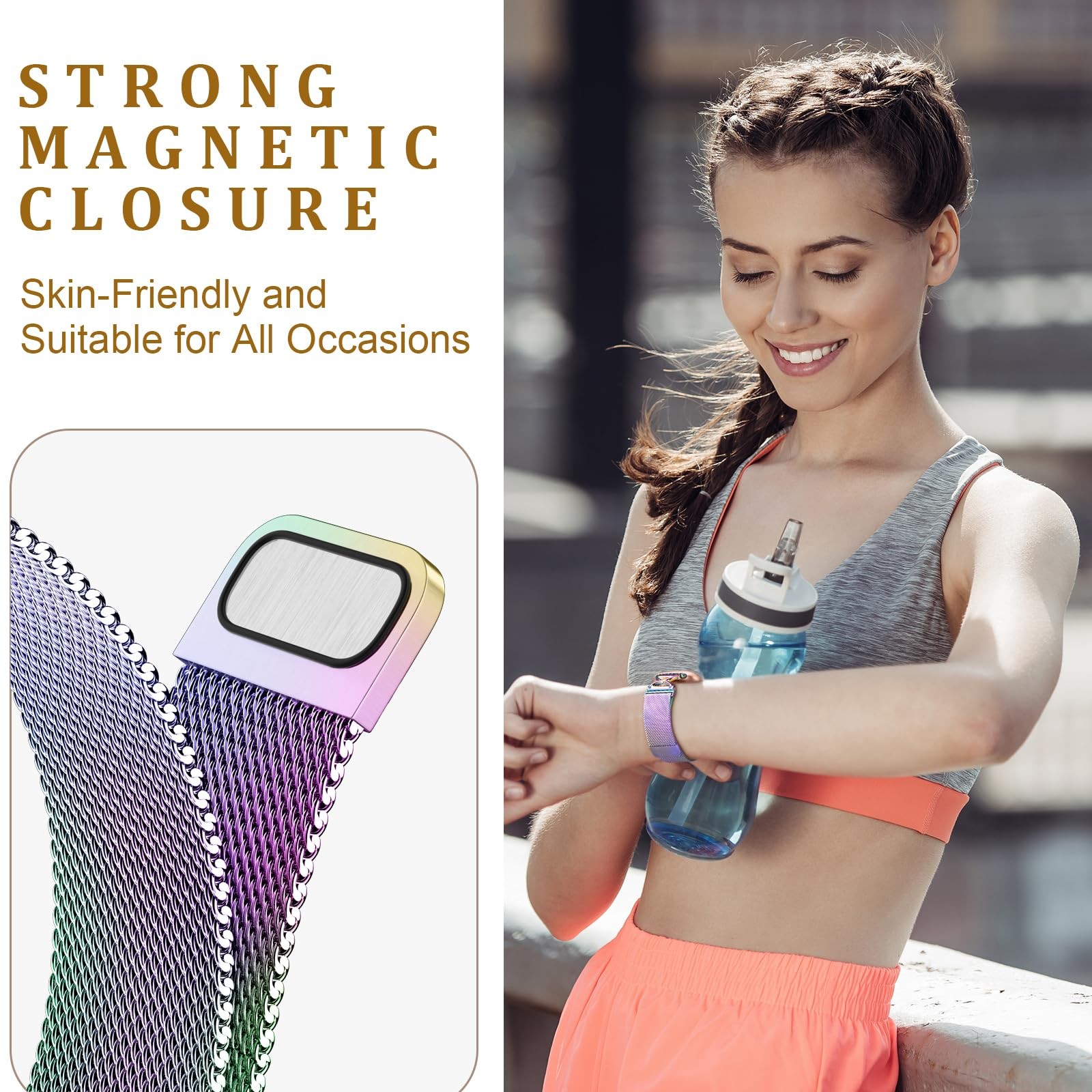 Band Compatible with Fitbit Versa 4 Bands for Women Men, Stainless Steel X-Sh...