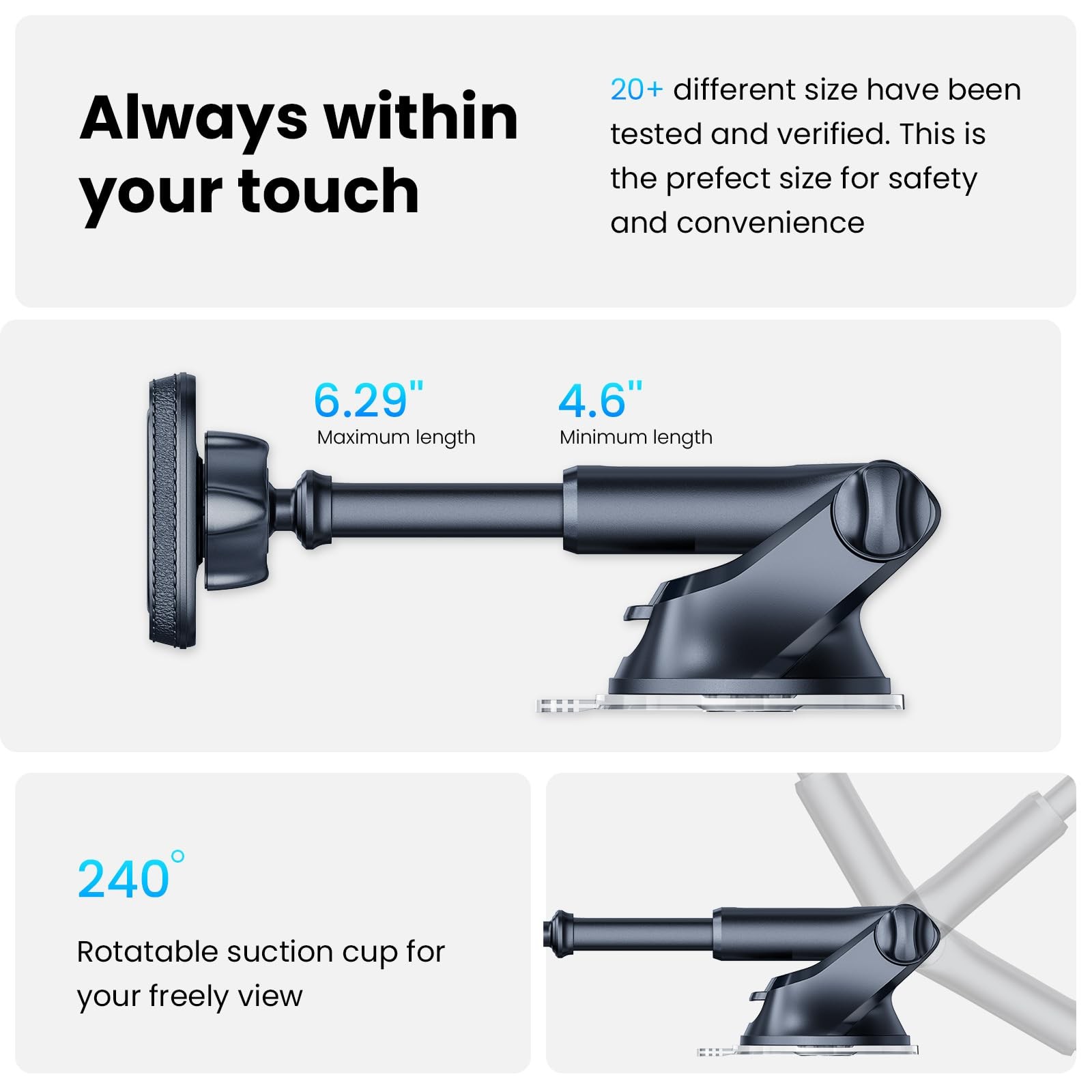 APPS2Car Magnetic Phone Mount for Car, Dashboard & Windshield Suction Cup Holder