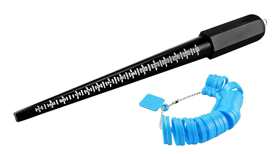 Ring Mandrel Size Stick & Finger Size Measuring Gauge 1-15 Plastic Jewelry Set