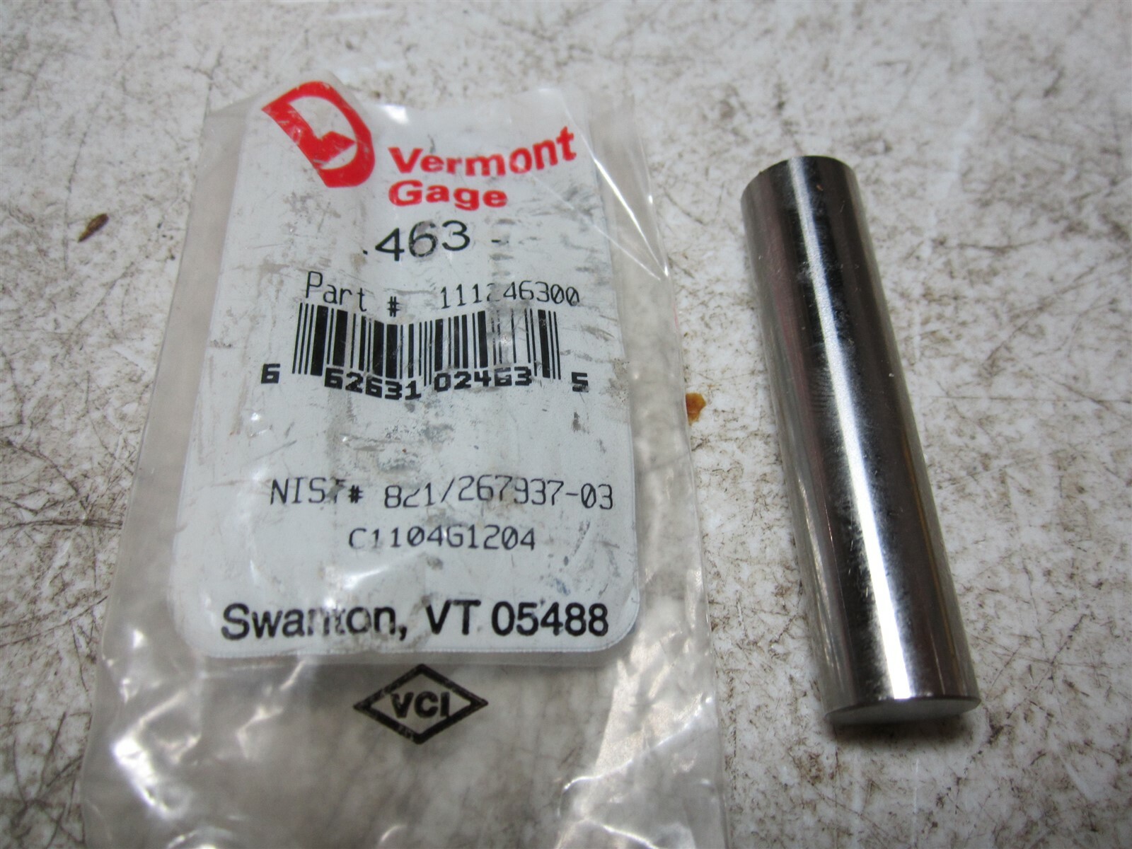 Vermont Gage (111246300) 0.463 Diameter Class ZZ Pin Gage