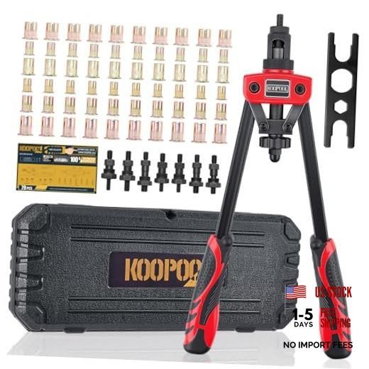 Rivet Nut Tool Kit, Heavy-Duty Rivnut/Nutsert Tool with 7 Mandrels (M6, 14"