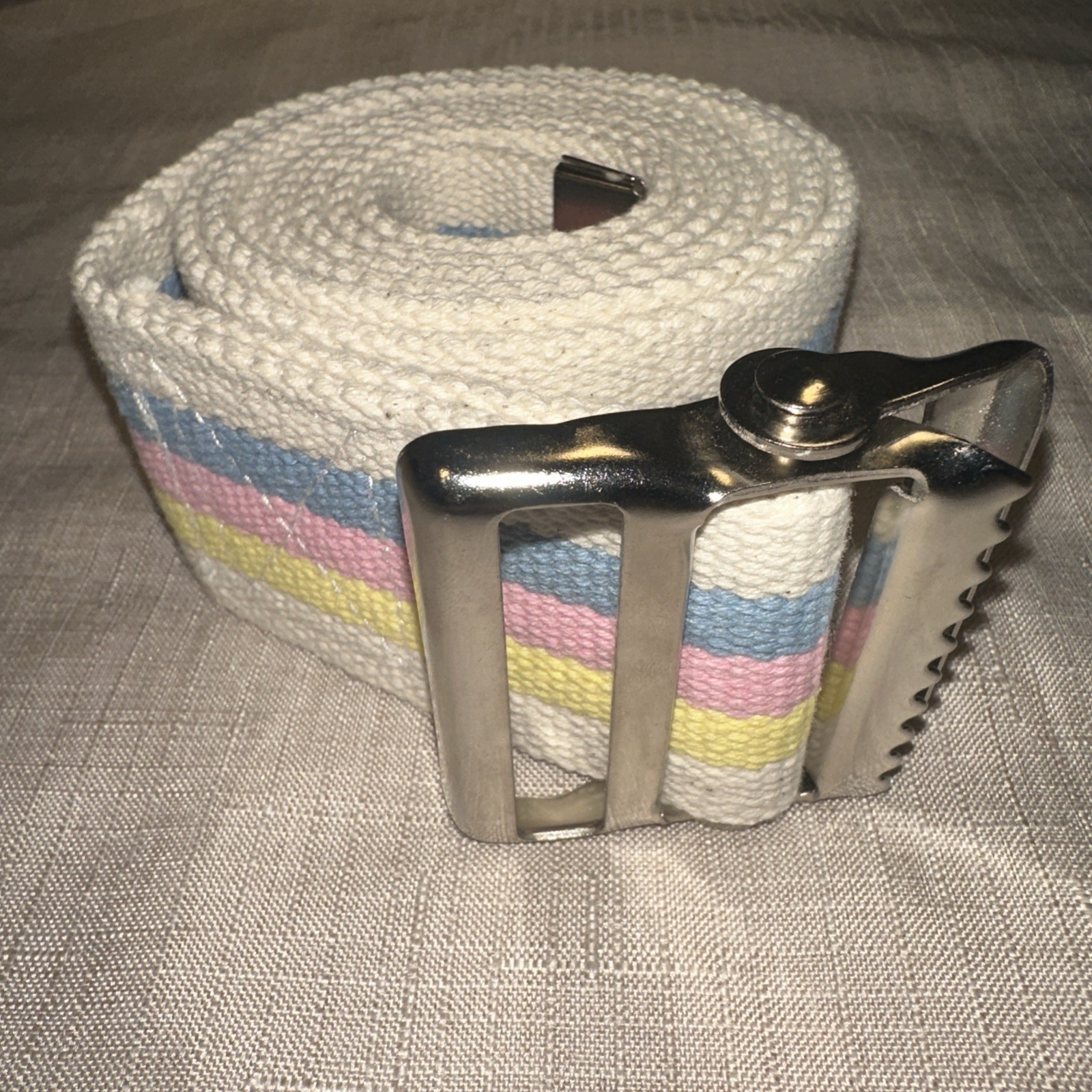 Gait Transfer Belt with Metal Buckle, 2" Width, 60” Length - Pastel Striped