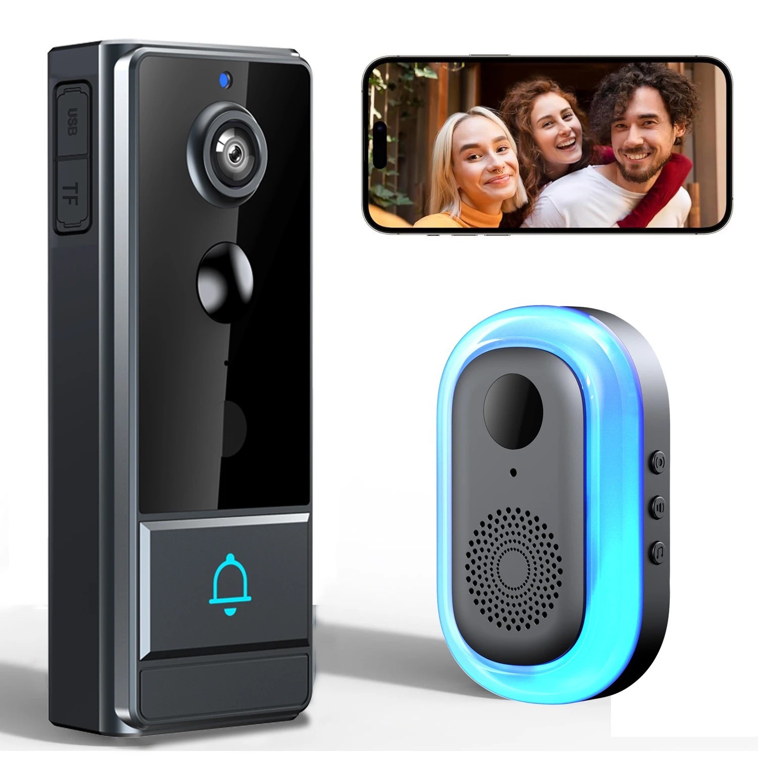 NEW - ing Battery Doorbell Plus Smart Wifi Video Security Camera Satin Nickel