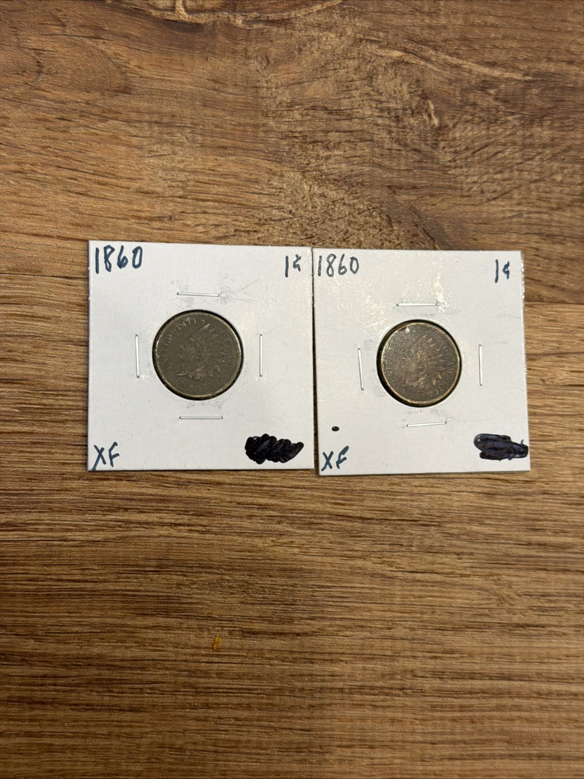 (2) 1860 Indian Head Pennies- XF Extra Fine