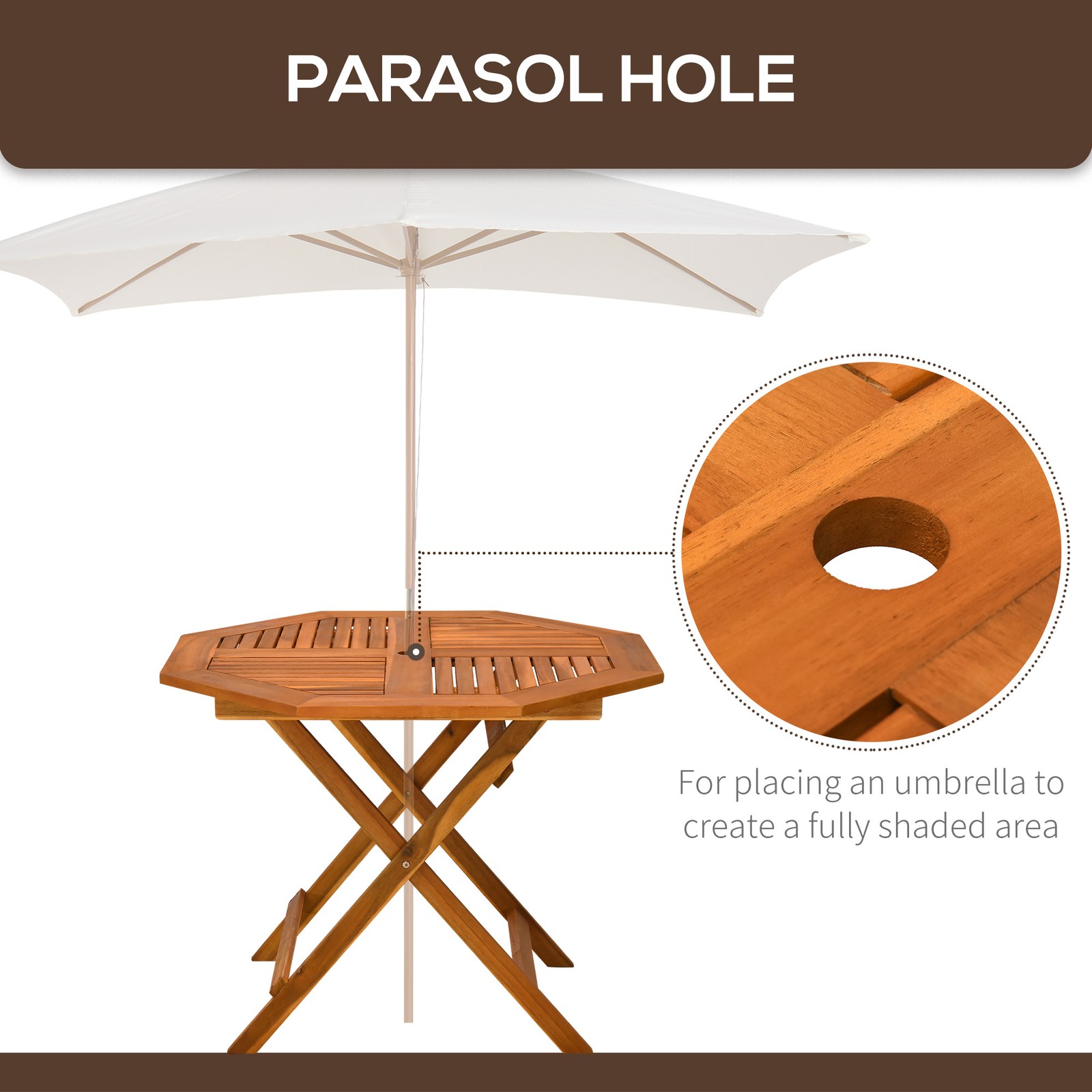39" Acacia Outdoor Dining Table