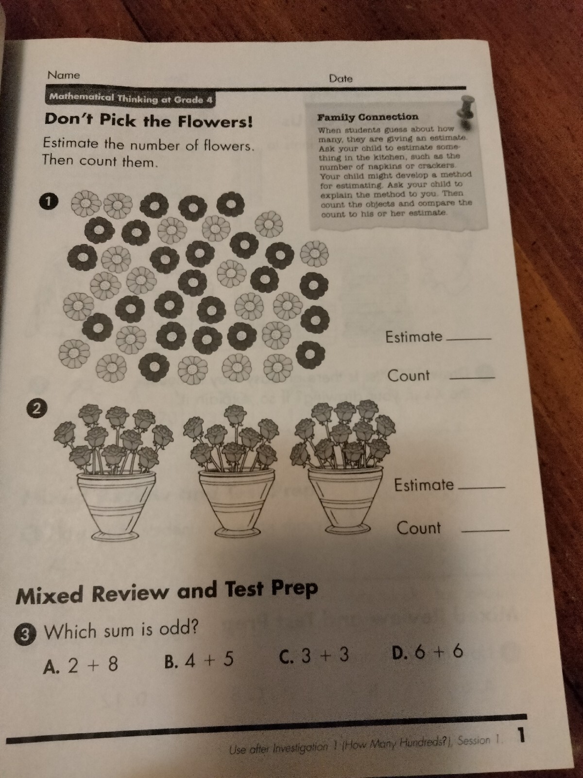 Today's Math 4 Student Workbook: Investigations in Number, Data and Space