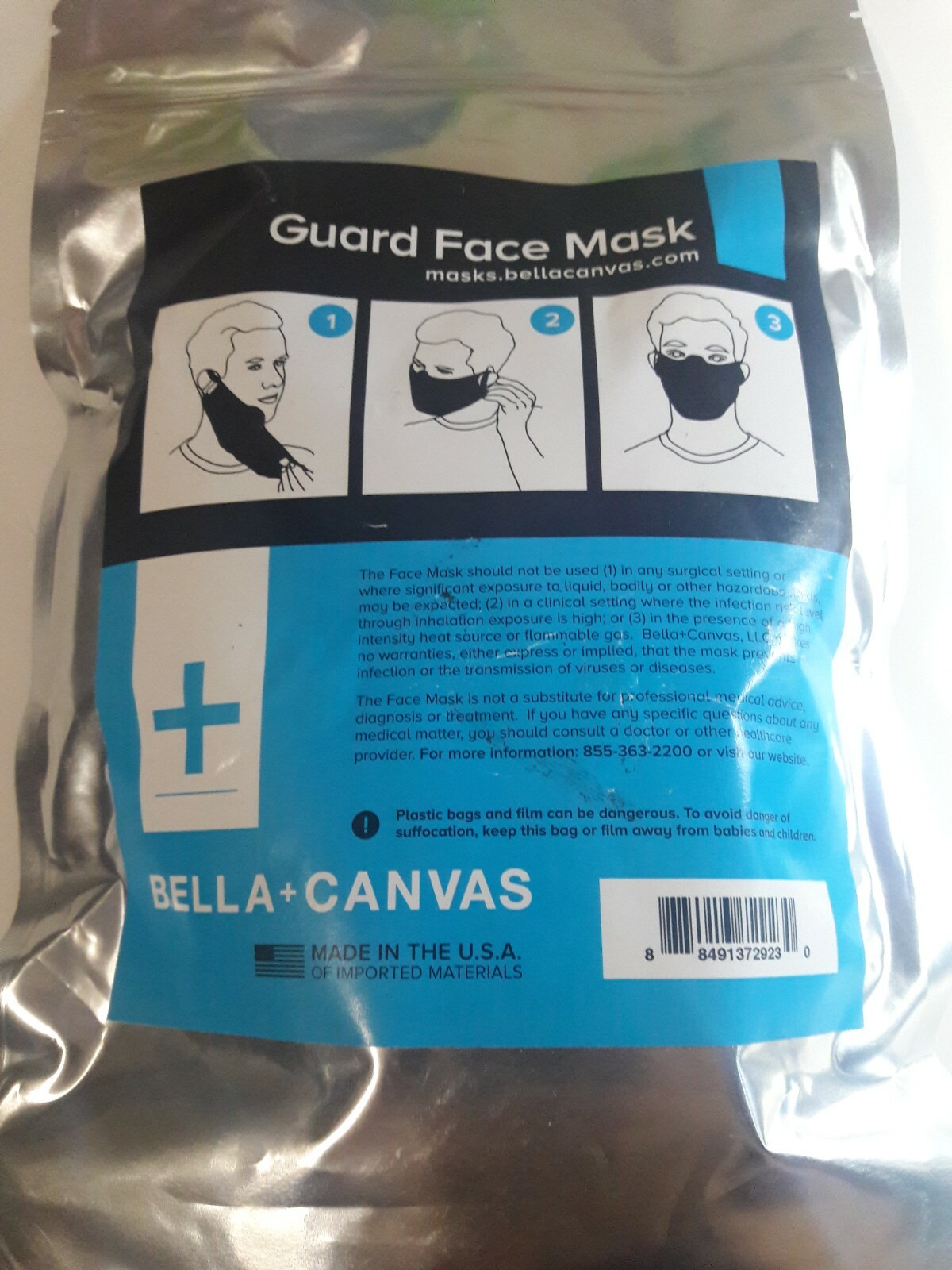 BELLA+CANVAS Black Fleece Face Mask 10 Pack One Size Fits Most USA Made