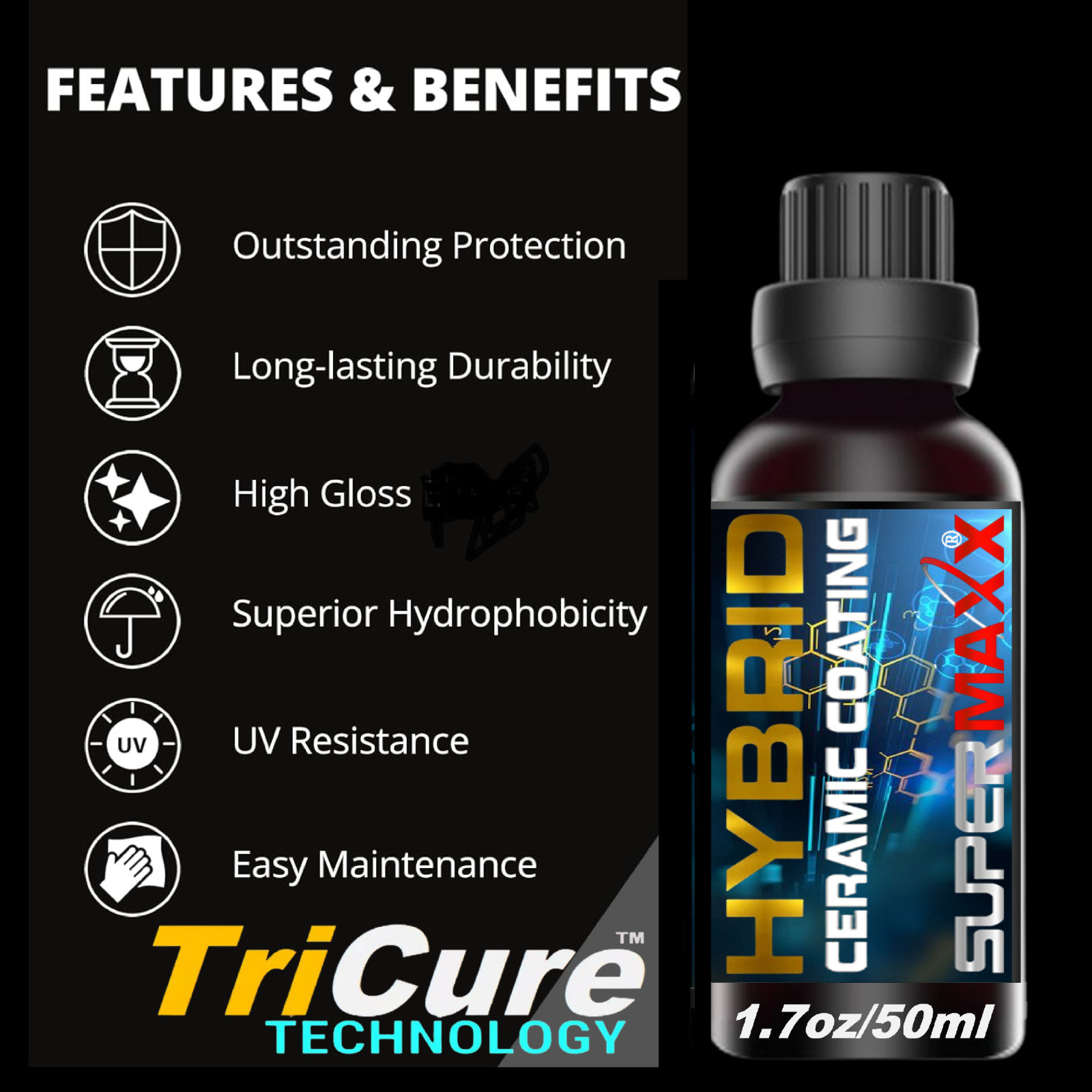 CERAMIC CAR COATING 'ADVANCED' TRICURE 2K 'HYBRID SCRATCH RESISTANT''- '50ML KIT