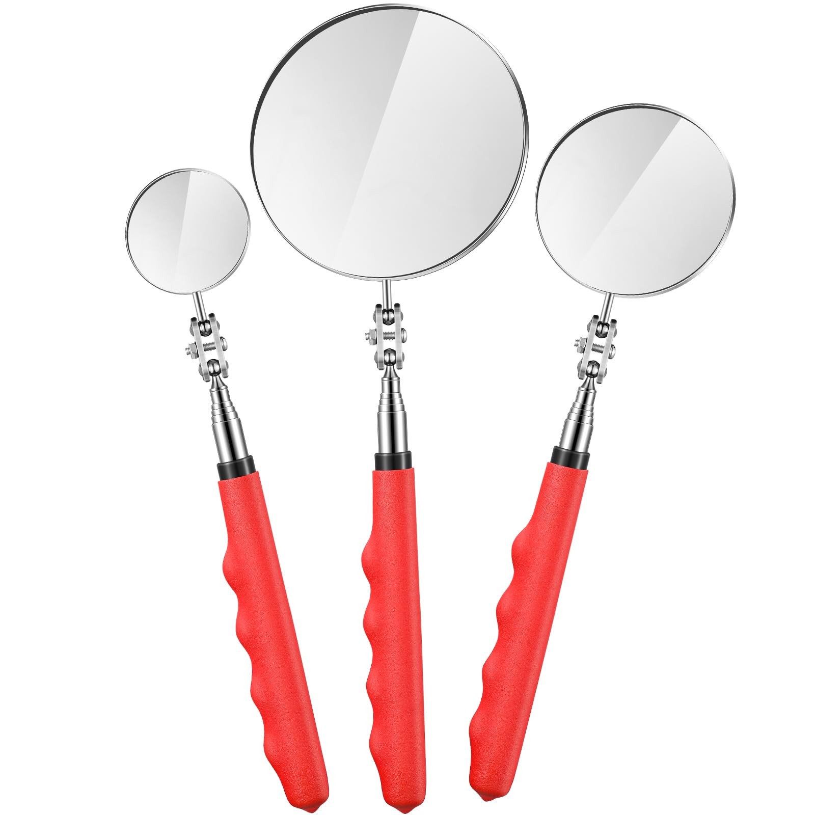 3 Pcs Telescoping Inspection Mirror Stainless Steel Extendable Mechanic Mirror