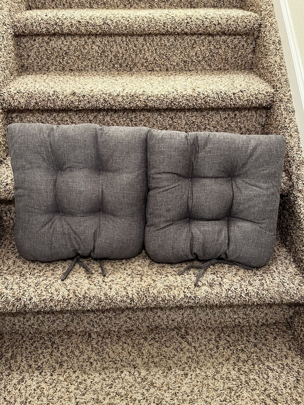 2 NWOT grey tufted cushions
