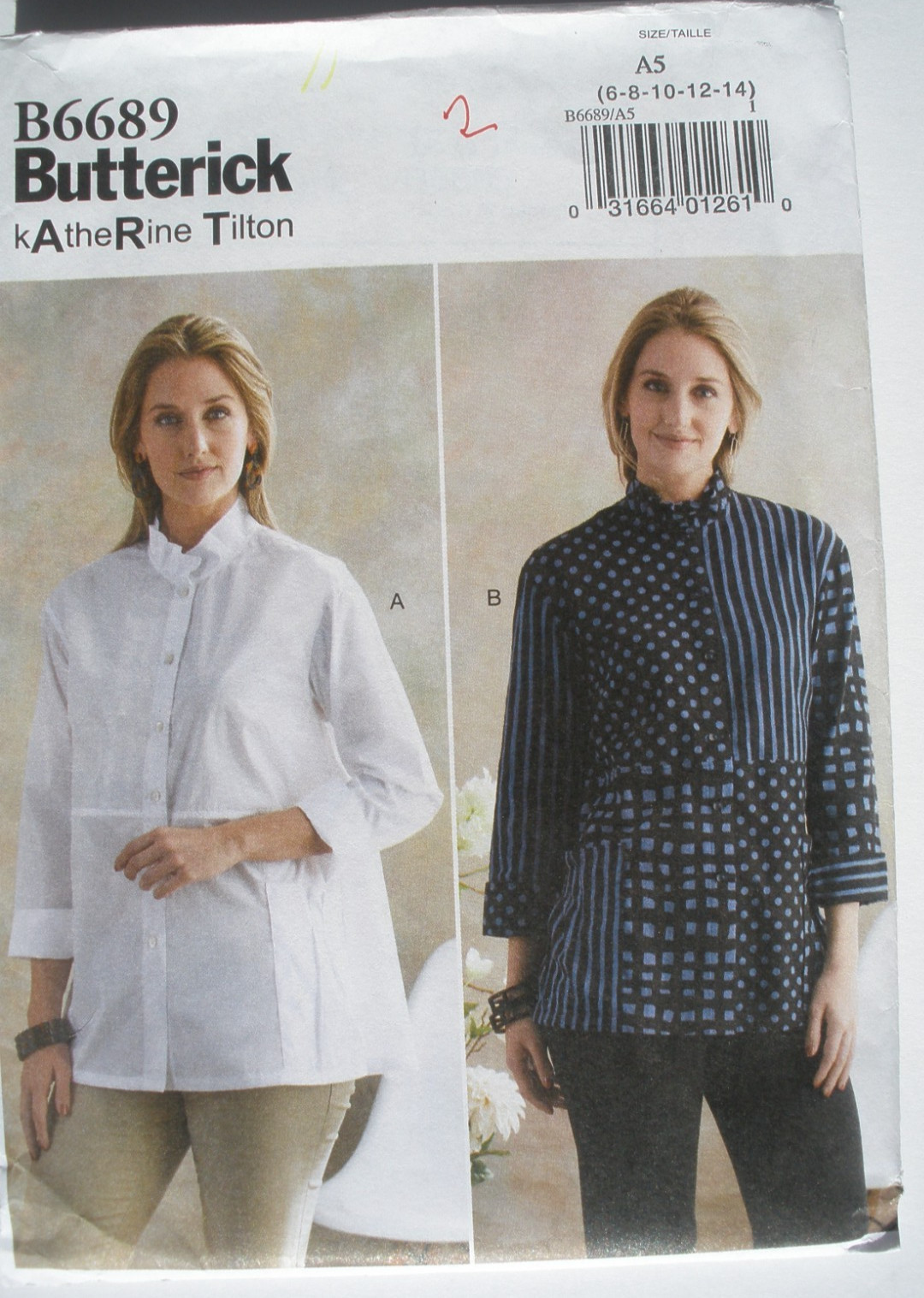 Butterick Sewing Pattern B6689 Misses Shirt Top Button Front Sizes 6-14 FF UNCUT