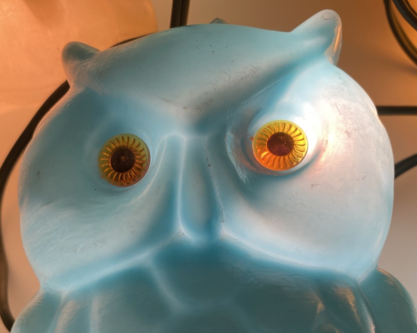 Vintage 1970’s Owl Lites String Lights With Jeweled Eyes Set Of 7