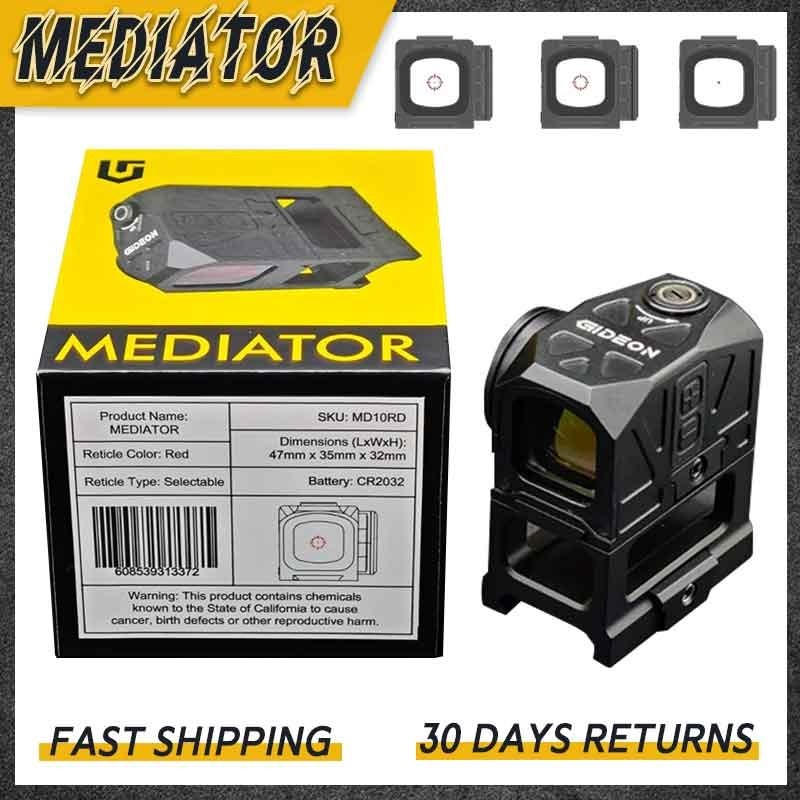 Mediator Red Dot Multi-Reticle Sight 1x16mm 3 MOA Closed Emitter Gideon Optics