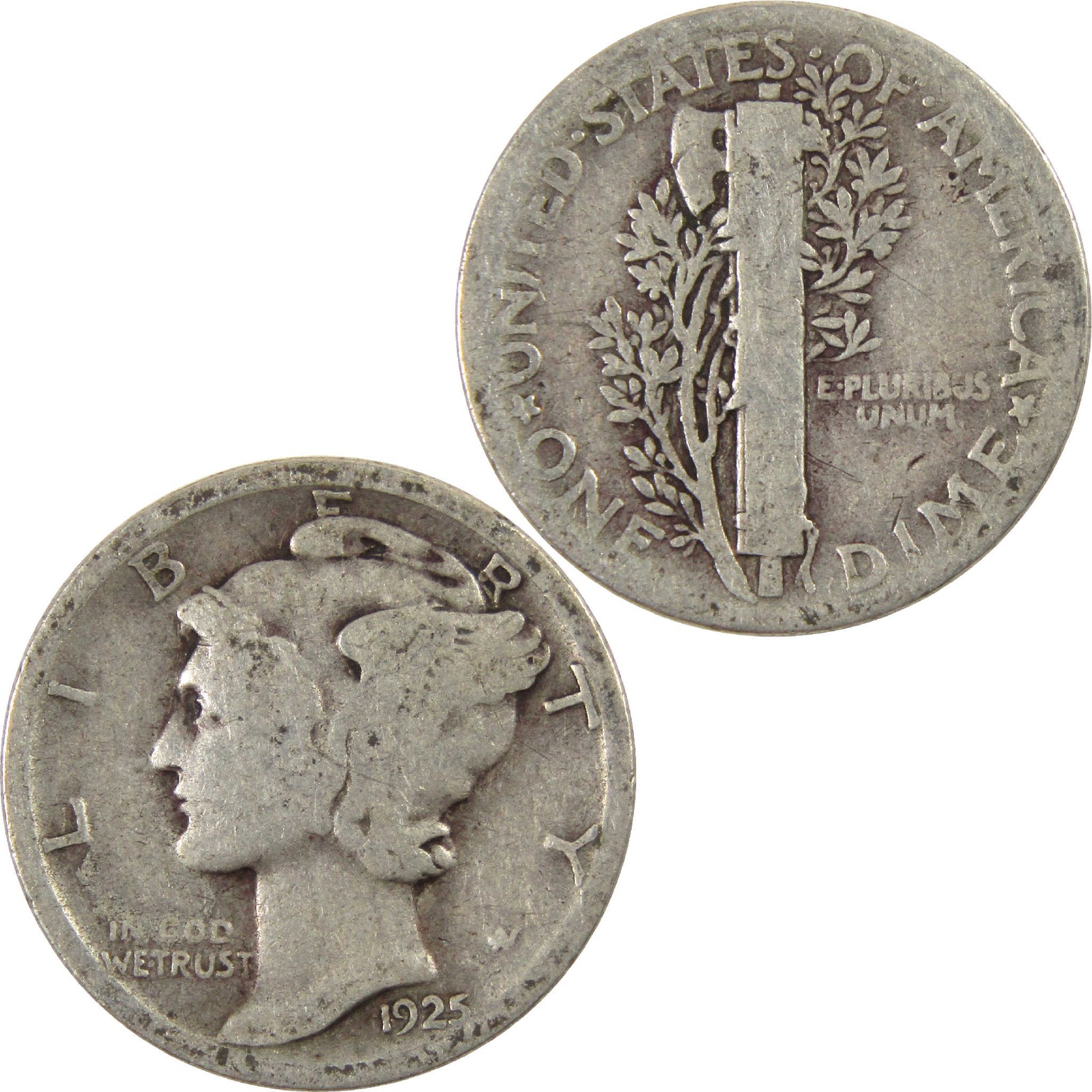 1925 Mercury Silver Dime G Good 10c Coin Collectible