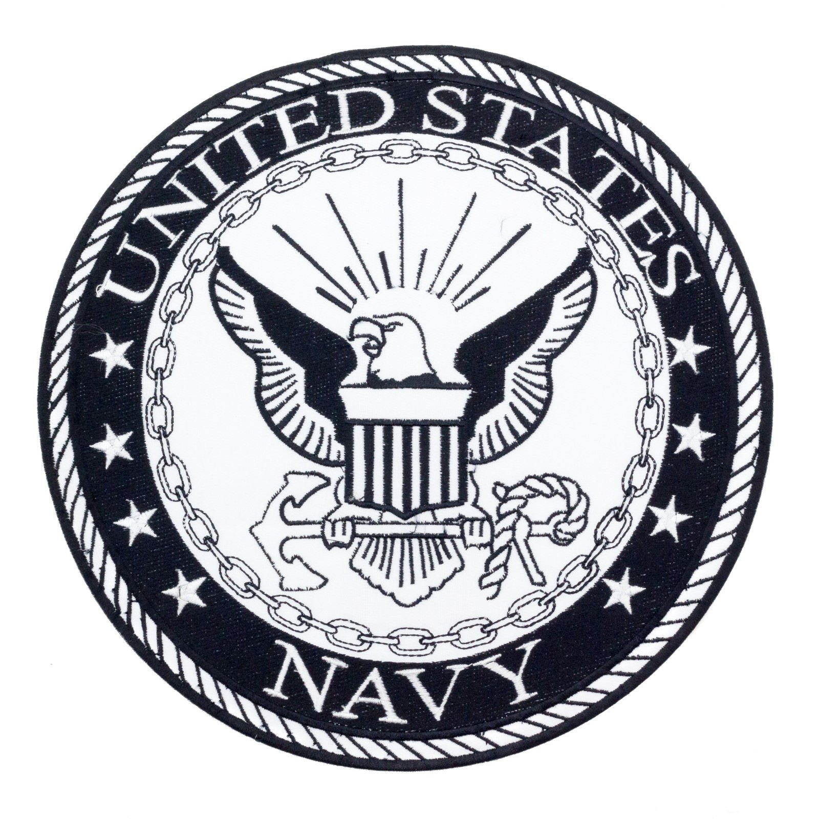 US Navy 10" Round Embroidered Patch Iron On Sew On for Biker Vest Jacket