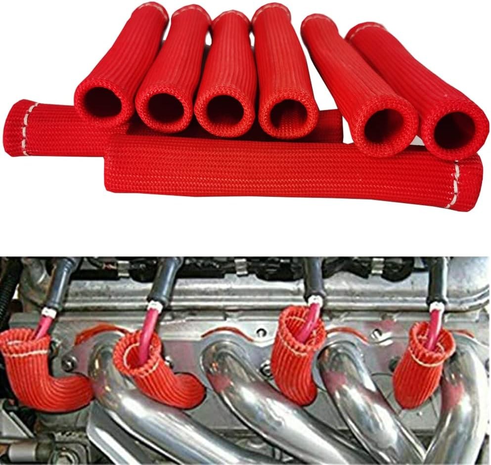 Spark Plug Wire Boots Thermal Protection Insulator Sleeve, 1200 Degree red