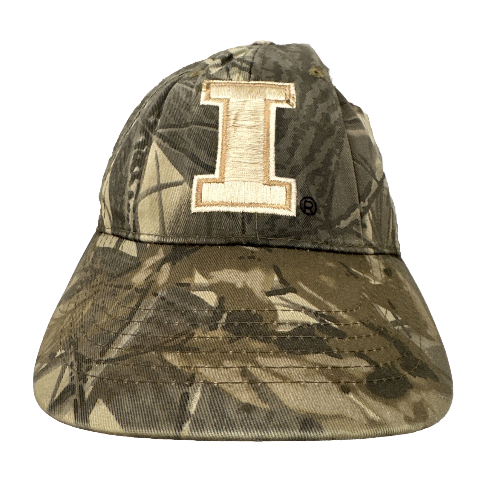 Illinois Capitol I Camouflage Tan Hat Cap.  Hook Loop Well Worn