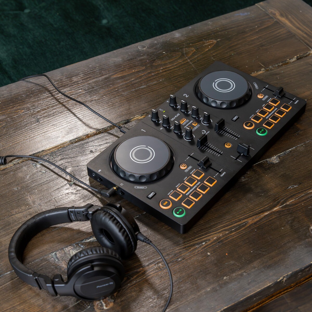 AlphaTheta DDJ-FLX2 Compact Beginner 2-Channel Serato DJ Controller, Headphones