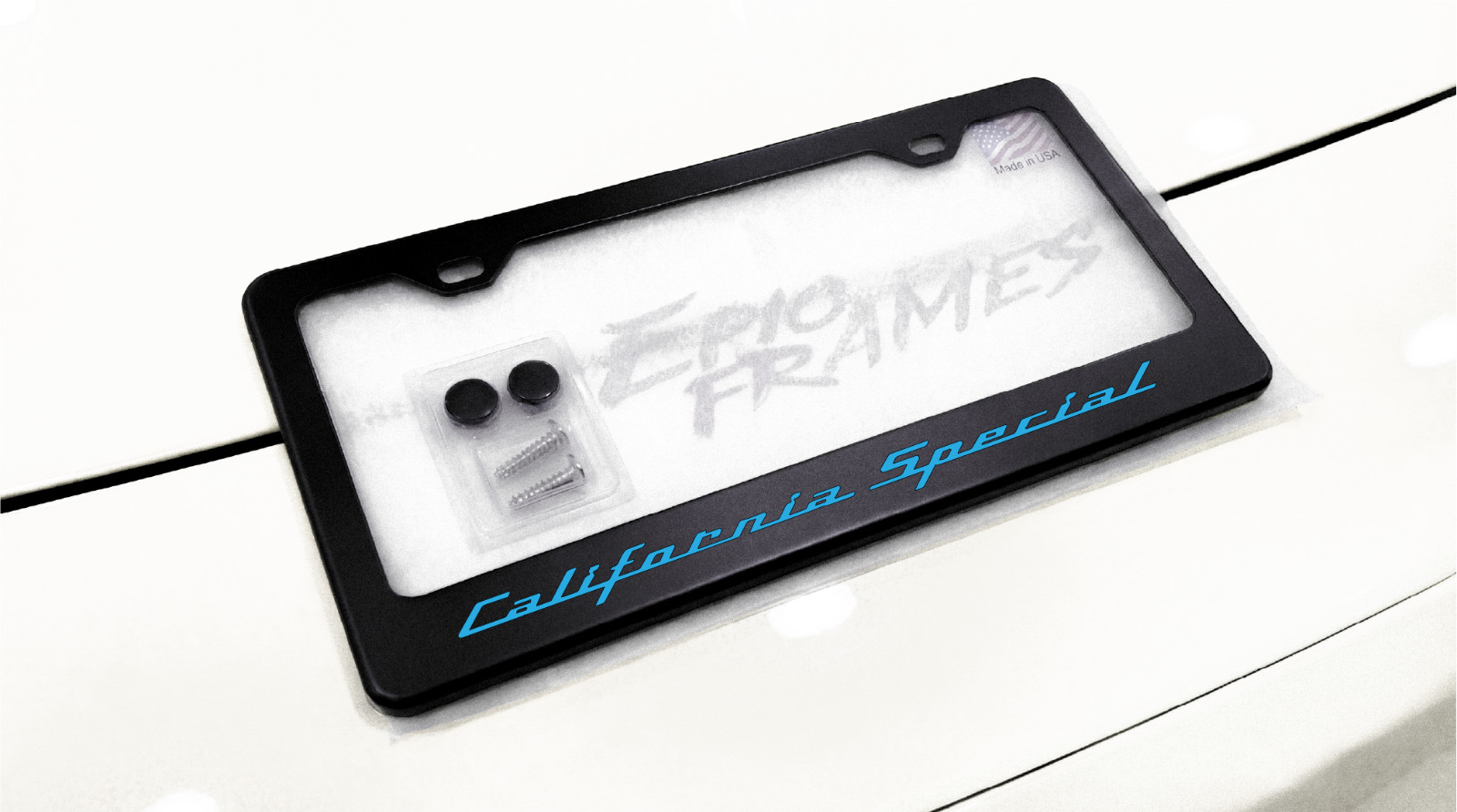 Blue GT CS California Special Black Metal License Plate Frame Mustang