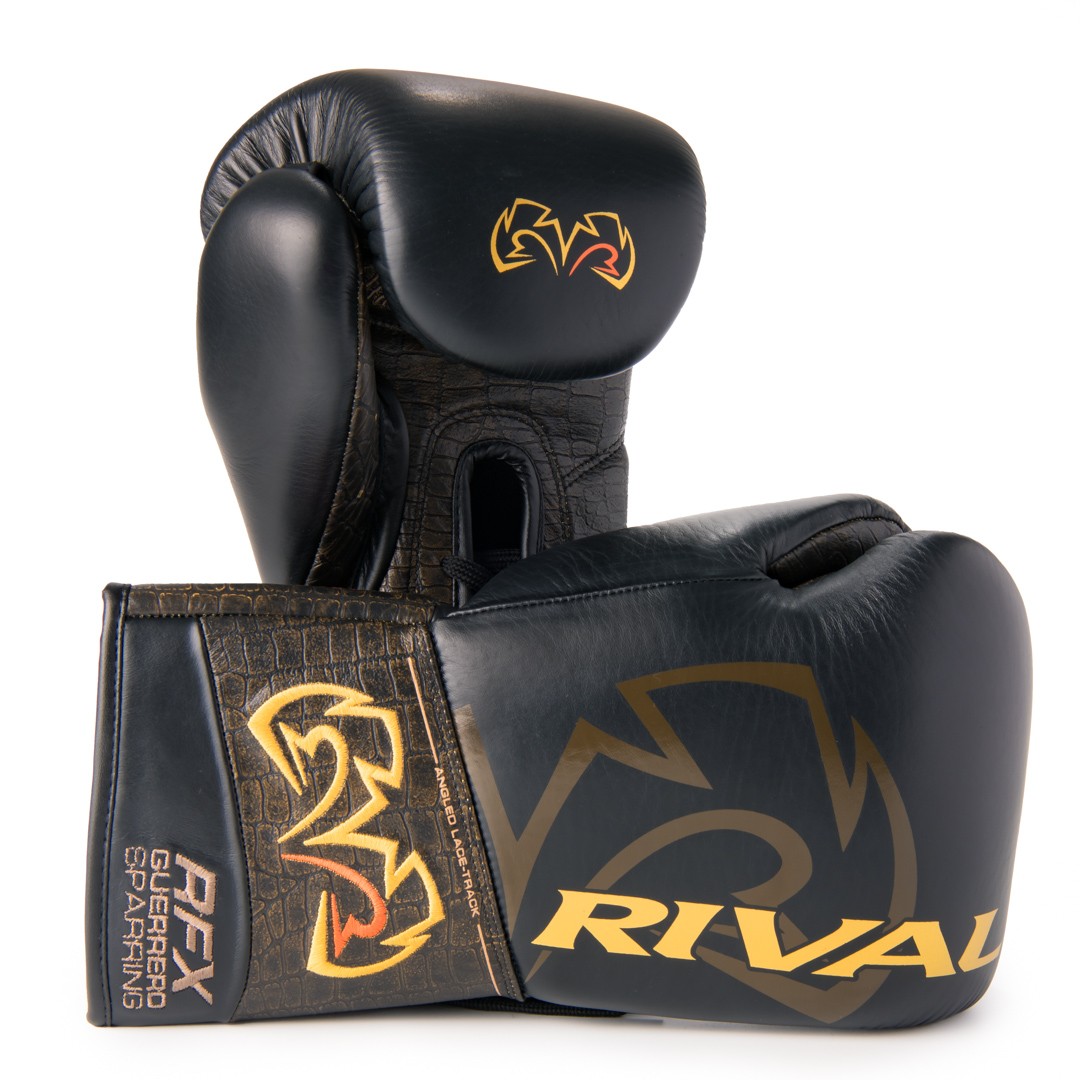 Rival Boxing RFX-Guerrero HDEF Lace-Up Sparring Gloves, Crocodile/Black